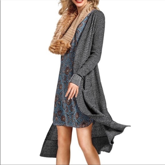 Cabi 3166 Lara Duster Grey Open Front Long Textured Cardigan - Picture 4 of 11